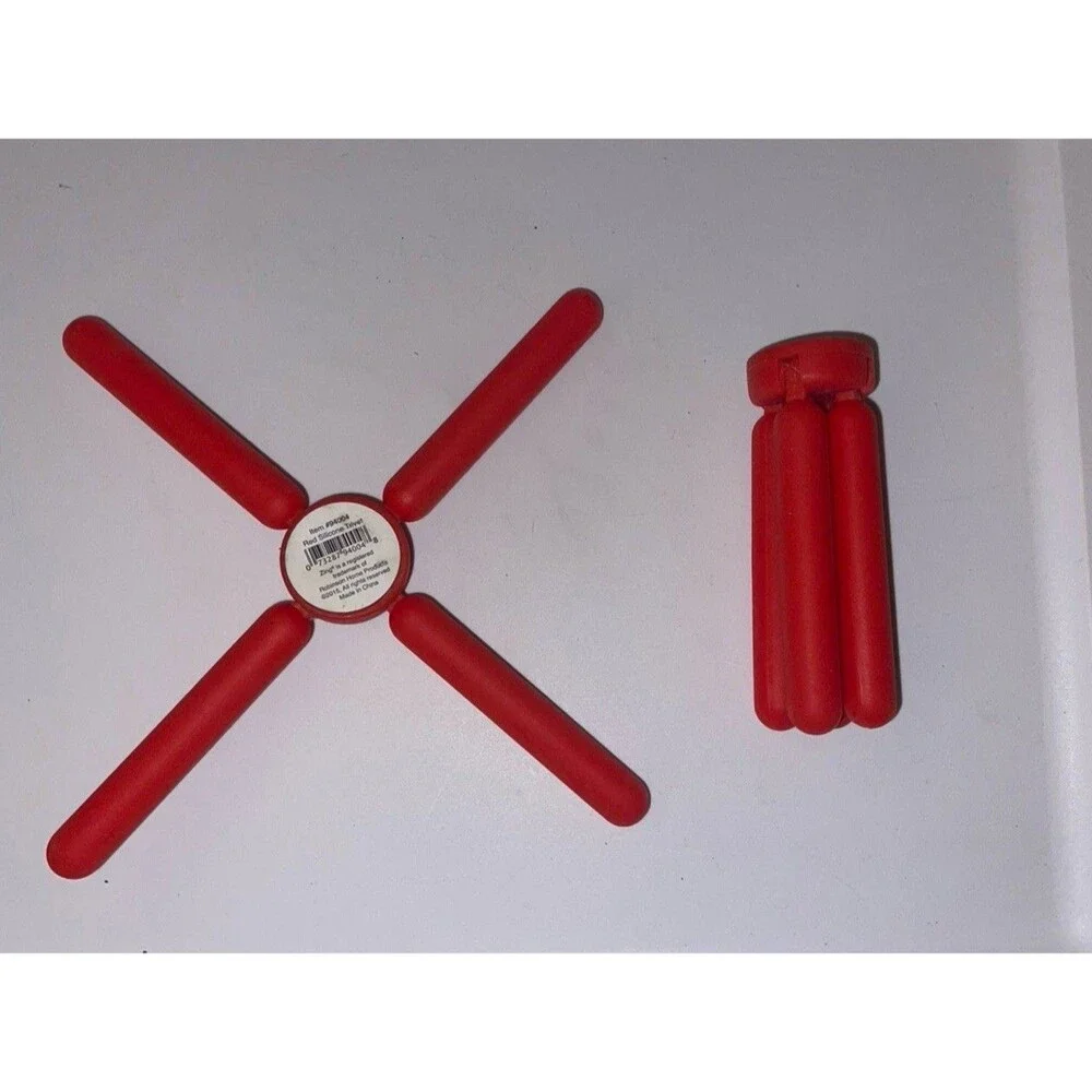 2 Silicone Folding Pot Trivets Cross Deasign For Hot Dishes Folds For Storage